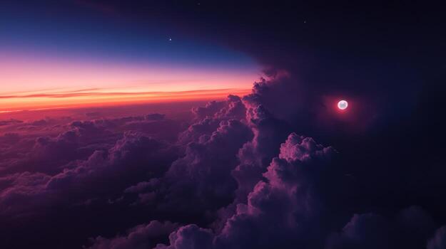 High-altitude sunset through clouds 1 photo