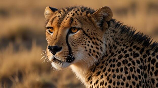 Close-up cheetah portrait in golden light 1 photo