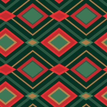 Merry Christmas Argyle Seamless Pattern. Red and Green Rhombuses Pattern, Textile Geometric Design vector