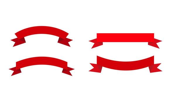Red Ribbon Banner Template For Title And Label Design vector