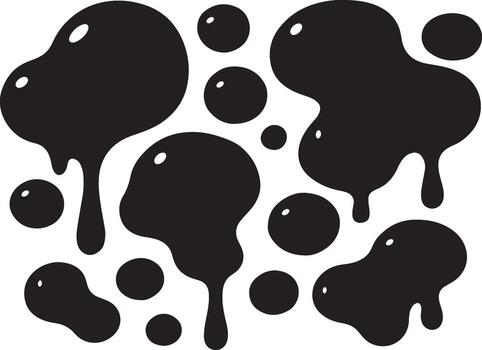 Abstract black blob shapes organic fluid ink splatter droplets gooey messy forms dynamic liquid amorphous texture vector