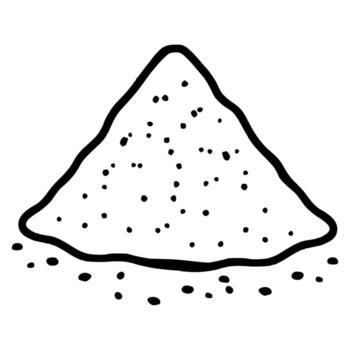 Hand-drawn illustration of a pile of dark granular material with a rough outline and scattered dots, suitable for abstract or food-related themes. vector