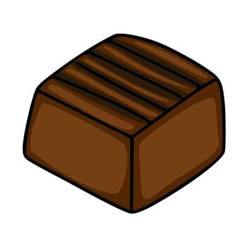 A simple, clean illustration of a single chocolate truffle with a textured top, isolated on a white background. vector