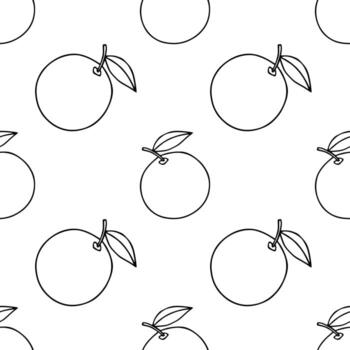 Minimalist pattern of tangerine with leaves on a white background, ideal for food-related designs and packaging. vector