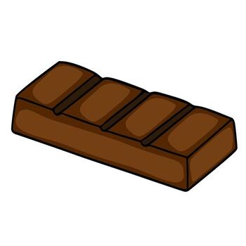 A simplified illustration of a segmented milk chocolate bar with a clean outline and subtle shading, presented against a white background. vector