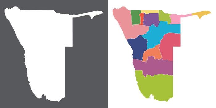 Namibia map set. Map of Namibia in set with multicolor vector