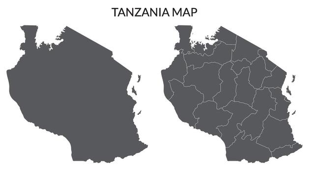Tanzania map set. Map of Tanzania in set with grey color vector