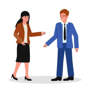 negocio profesionales saludo cada otro en un formal ajuste durante un reunión o redes evento vector