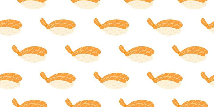 Sushi pattern design featuring shrimp nigiri on a white background vector