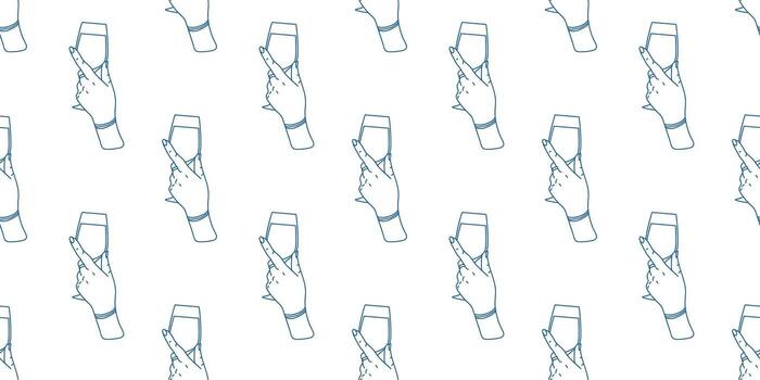 manos participación teléfonos inteligentes en un repetido modelo exhibiendo moderno comunicación tecnología vector