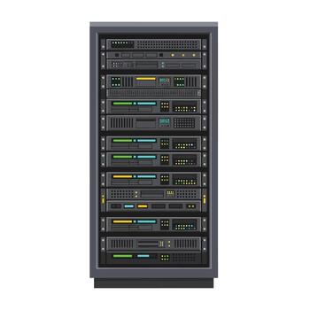 Server Rack Data Storage and Network Infrastructure vector