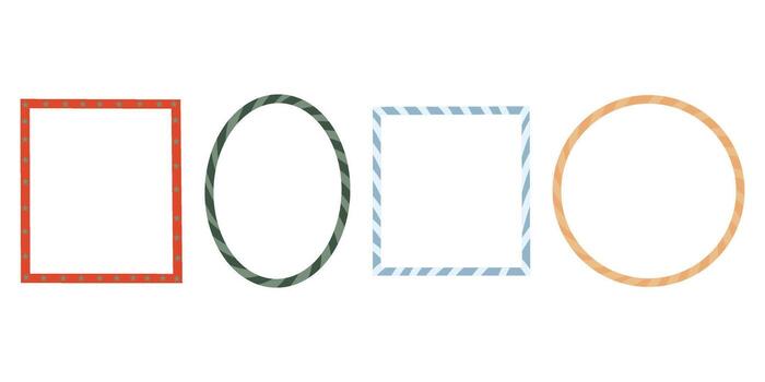 Square and circle borders set. Ornament frames collection. Colored borders vector