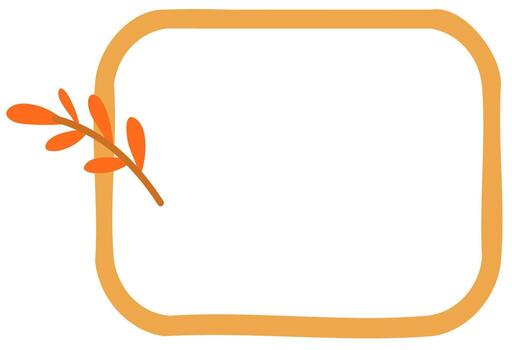 Minimal orange rectangular frame with autumn branch accent vector