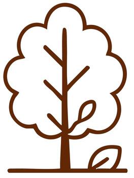 Tree line icon with autumn minimal brown outline vector