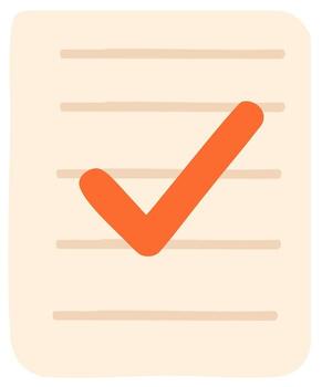 Lista de Verificación papel con naranja cheque marca diseño vector