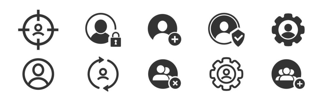 Set of user icon. Profile person avatar. Add user. vector
