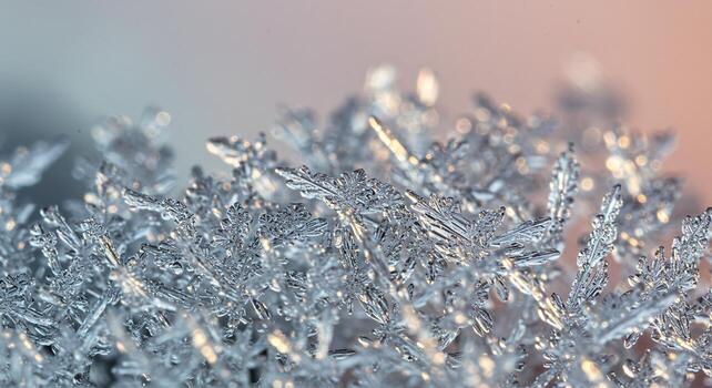 Close-up of Frost Crystals - Intricate Ice Patterns on a Cold Surface. photo