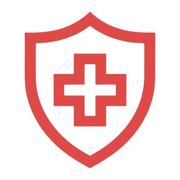 A red shield with a cross on it vector