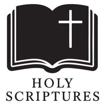 The holy scriptures logo with a cross and an open book vector