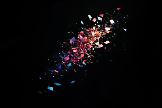 Exploding Confetti Burst Against Black Background photo