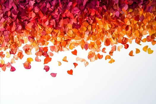 Gradient of Autumnal Heart-Shaped Leaves on White Background, fr photo