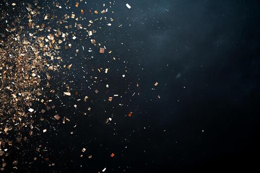 Golden Confetti Exploding Against Dark Background photo