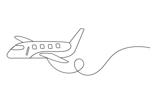 Simple airplane continuous line minimalist abstract outline vector