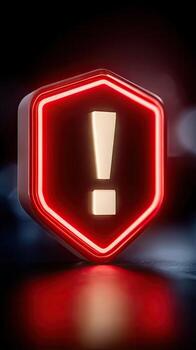 A red and yellow exclamation sign on a dark background photo