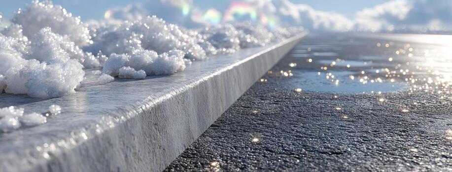 A road with snow and ice on it photo