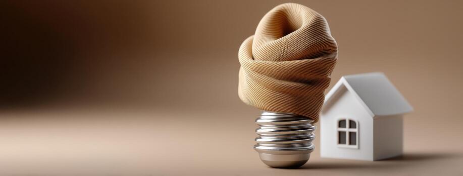 un ligero bulbo con un toalla envuelto alrededor eso foto