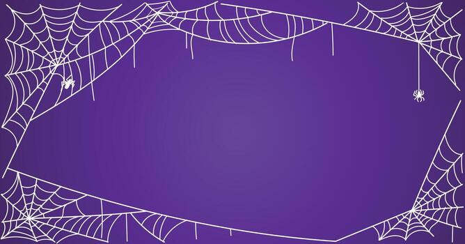 Halloween spider web framed background, spooky insect net vector
