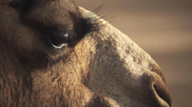 A close up of a camel's eye photo