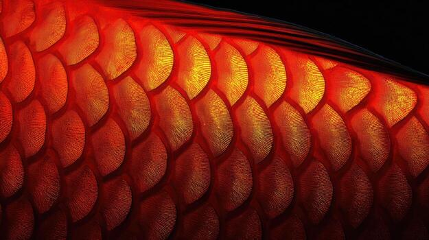 Detailed close up of red and yellow scales pattern graphic texture photo