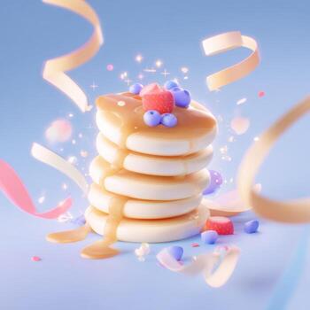 A stack of pancakes with confetti and candy photo