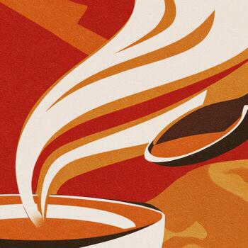 A coffee cup with a spoon and a spoonful of coffee photo