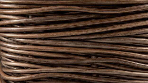 Close up of coiled brown rope texture for backgrounds and design elements photo