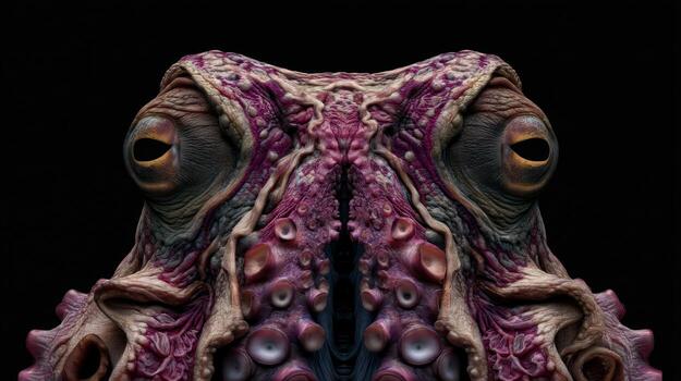 Intricate octopus close up detailed textures and symmetrical composition photo