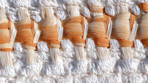 Close up view of woven textured fabric showing repetitive pattern design photo
