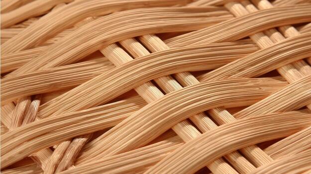 Close up of woven wooden texture detailed weave pattern and natural light photo