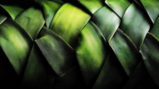 Woven green leaves pattern -botanical texture and background photo