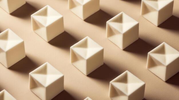 Geometric cube pattern in overhead view with shadows and warm tones photo
