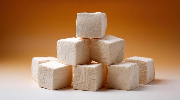 Stack of square blocks on orange background for --s photo