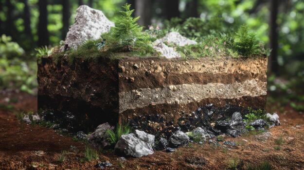 Cross section of e-h layers displaying geology and environment photo