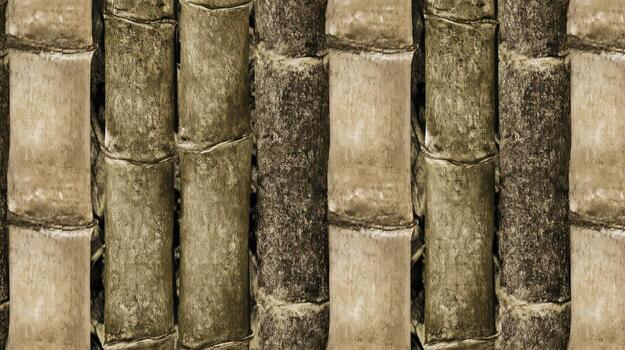Vertical pattern of bamboo stalks with textured surfaces and subtle color variations photo