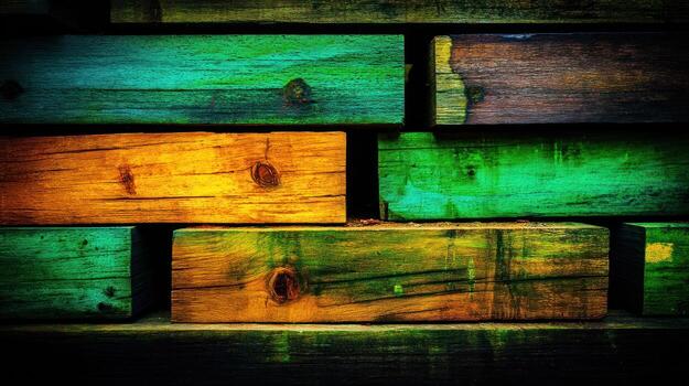 Colorful wooden blocks displaying textured surfaces and -patterns photo