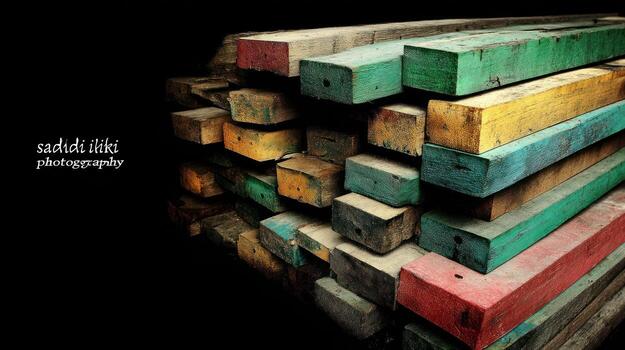 Colorful wooden blocks stacked together -texture background photo