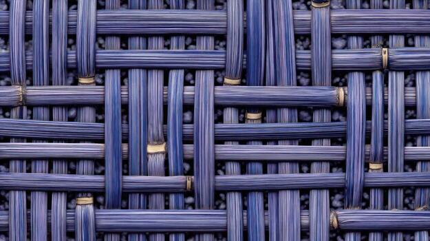 Detailed close up of woven blue texture with intricate pattern and - photo