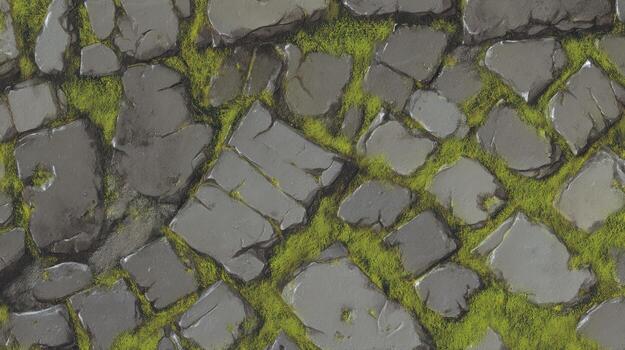 Stone path and green moss texture -pattern for background photo