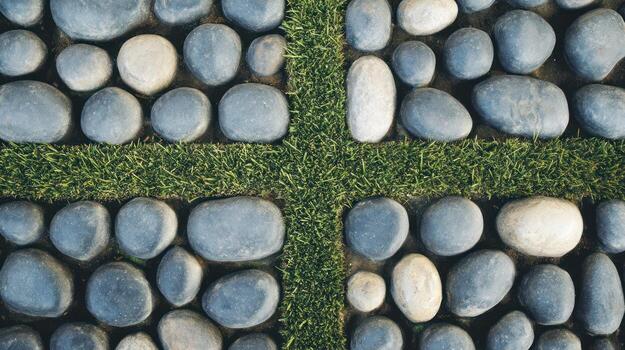 Stone arrangement with grass details background photo