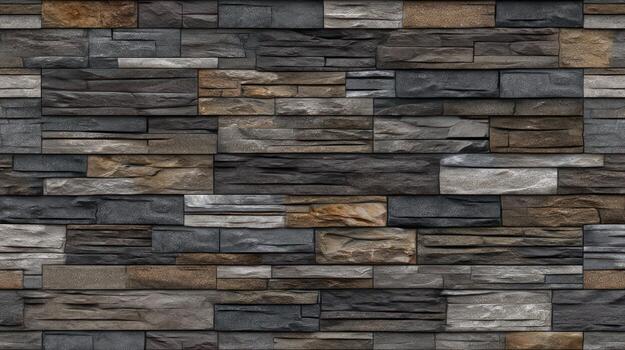 Textured stone wall rustic brick pattern in e-h tones for backgrounds photo